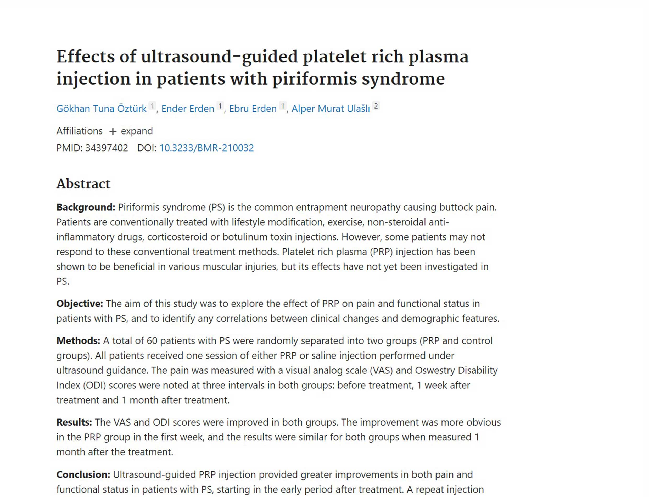 Effects-of-ultrasound-guided-platelet-rich-plasma-injection-in-patients-with-piriformis-syndrome Effects of ultrasound-guided platelet rich plasma injection in patients with piriformis syndrome